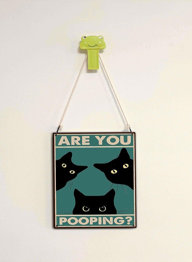 MAKABEE Black Cat Are You Pooping Funny Tin Signs Bathroom Wall Decor 8 x 12 Inch (20 * 30CM) - Image 2
